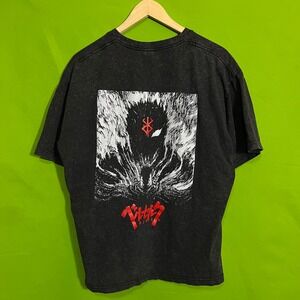 Berserk Anime Guts Graphic T-Shirt Mens XL Black Acid Wash Brand of Sacrifice